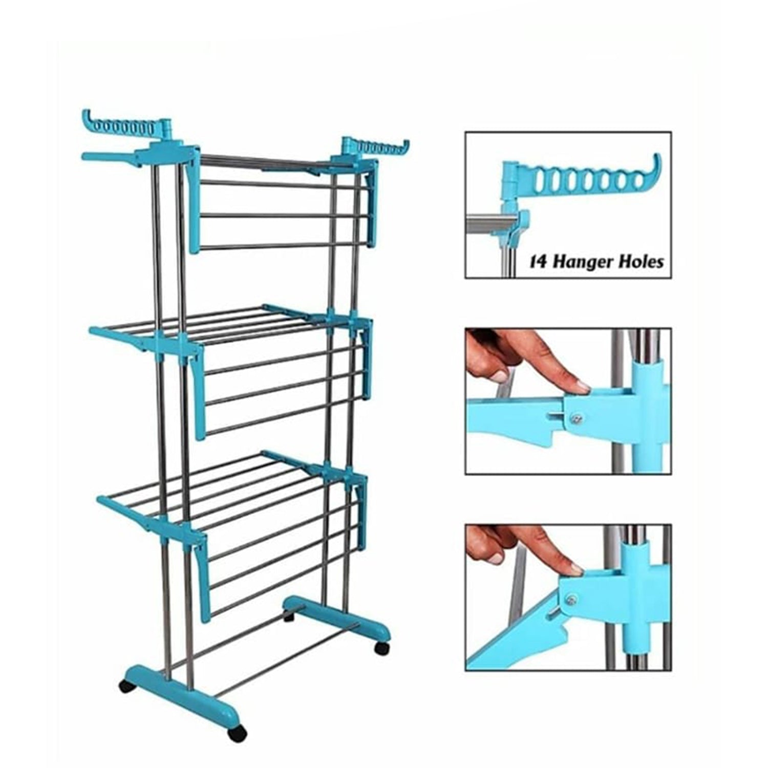4685A 3 Layer Stainless steel Cloths Rack For Holding And Hanging Wet Cloths And Items In Various Types Of Places. DeoDap 4685A 3 Layer Stainless steel Cloths Rack For Holding And Hanging Wet Cloths And Items In Various Types Of Places. DeoDap